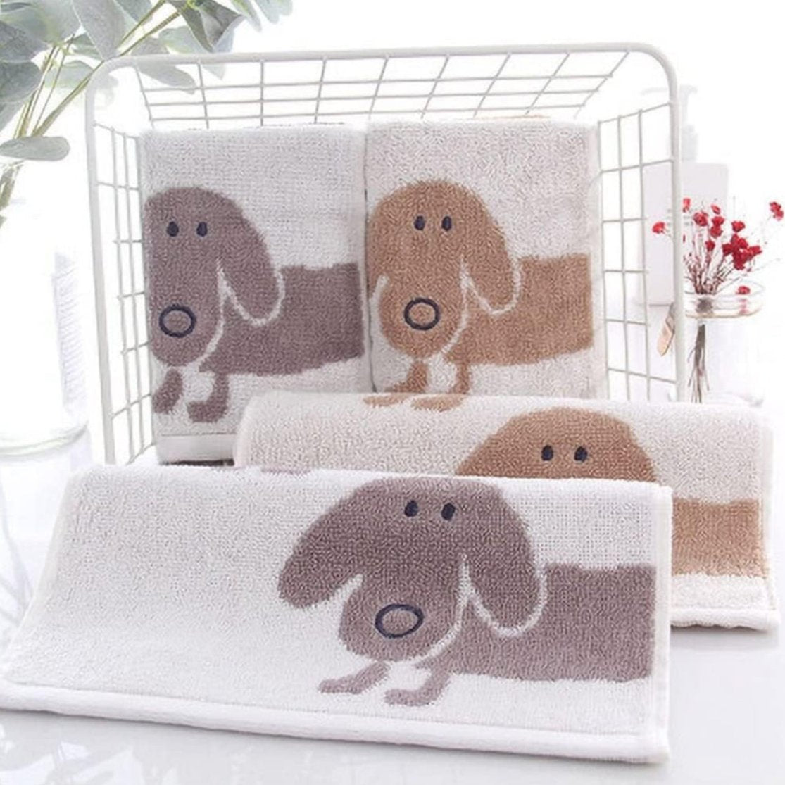 Cute Dachshund Embroidered Towel