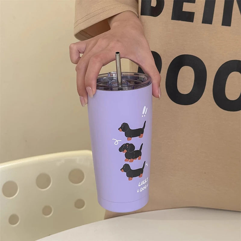 Dachshund Thermos Cup With Straw | The Best Dachshund Gifts