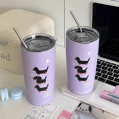 Dachshund Thermos Cup With Straw | The Best Dachshund Gifts