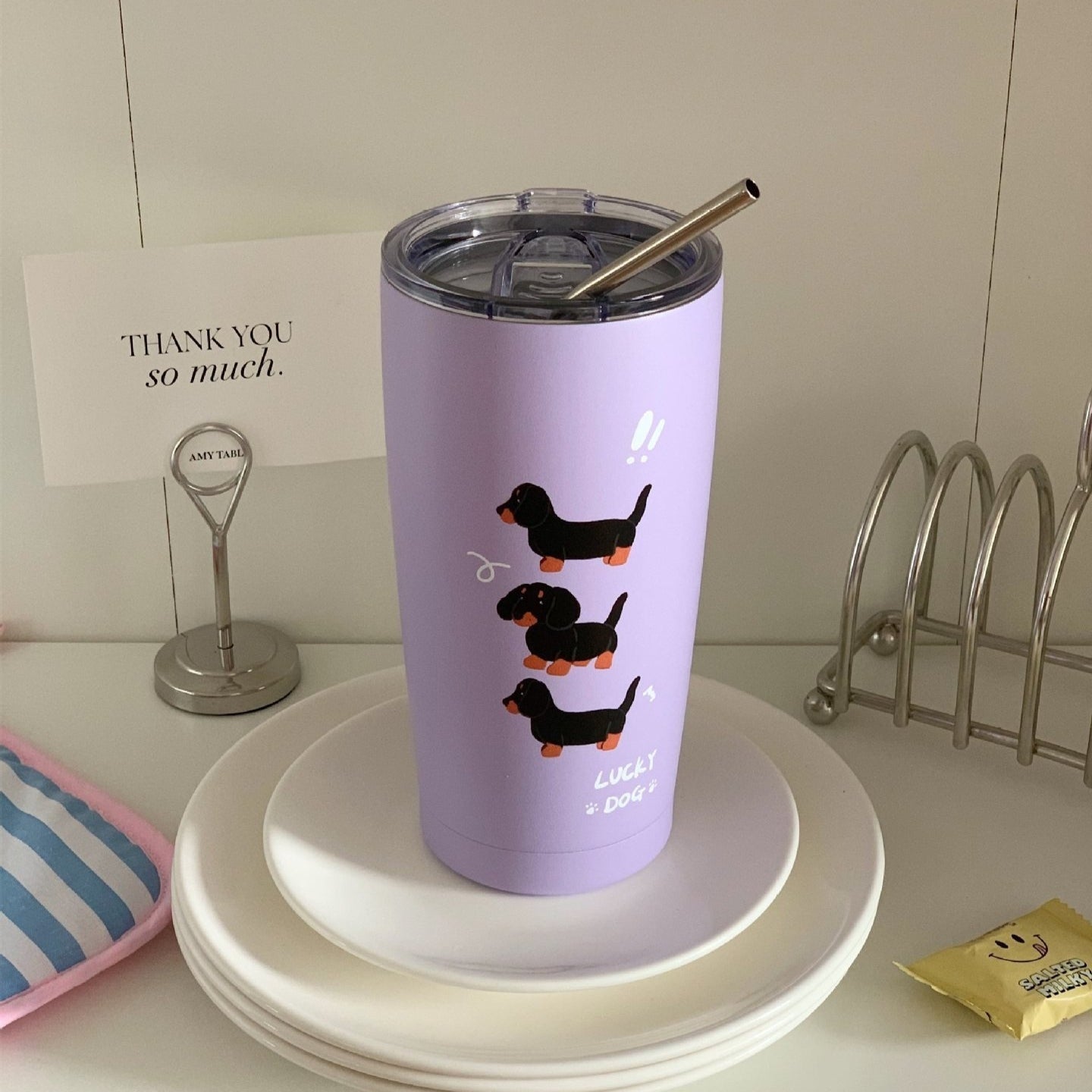 Dachshund Thermos Cup With Straw | The Best Dachshund Gifts