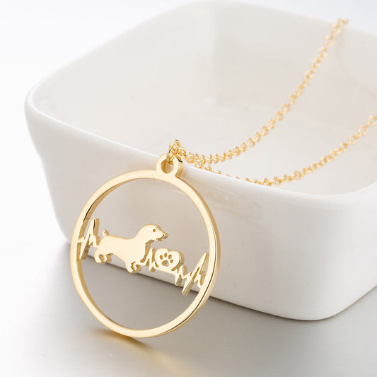 Hollow Dachshund Heartbeat Necklace | The Best Dachshund Gifts