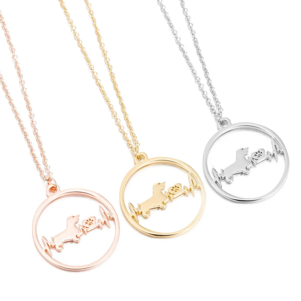 Hollow Dachshund Heartbeat Necklace | The Best Dachshund Gifts
