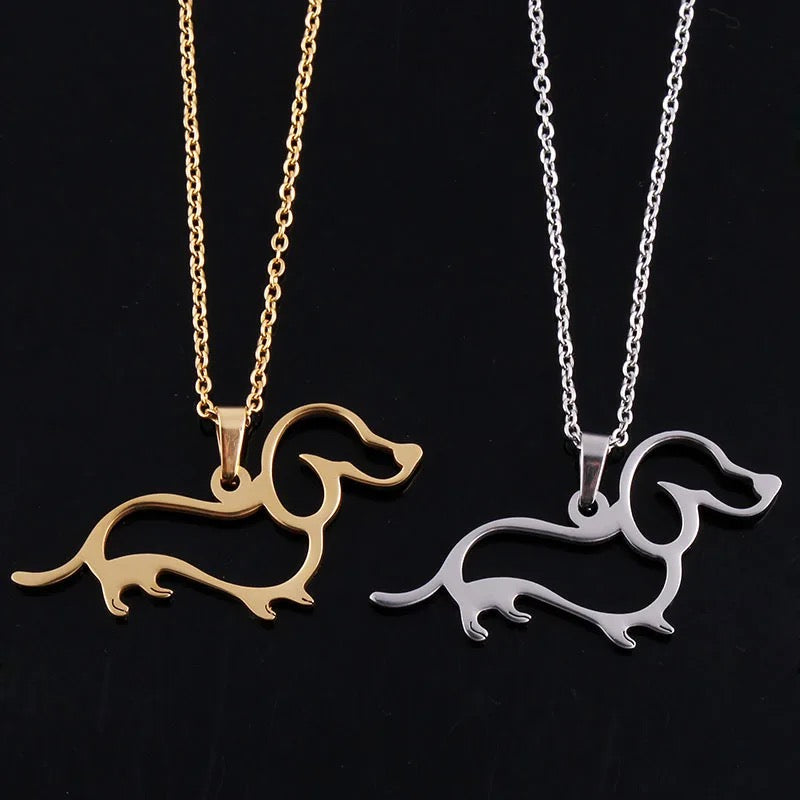 Hollow Stainless Steel Dachshund Necklace | The Best Dachshund Gifts