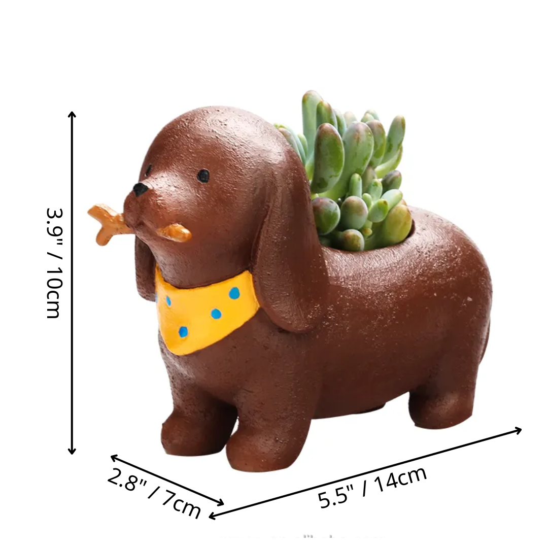 Resin Dachshund Succulent Pot | The Best Dachshund Gifts