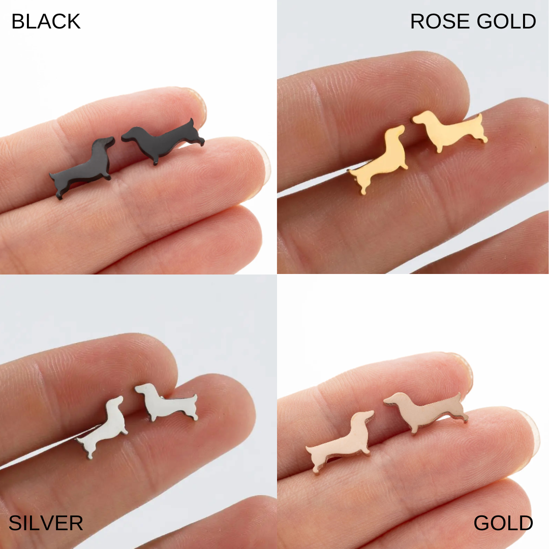 Stainless Steel Dachshund Silhouette Earrings | The Best Dachshund Gifts