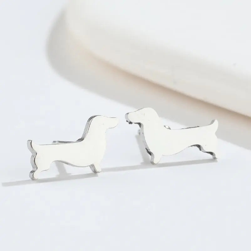 Stainless Steel Dachshund Silhouette Earrings | The Best Dachshund Gifts