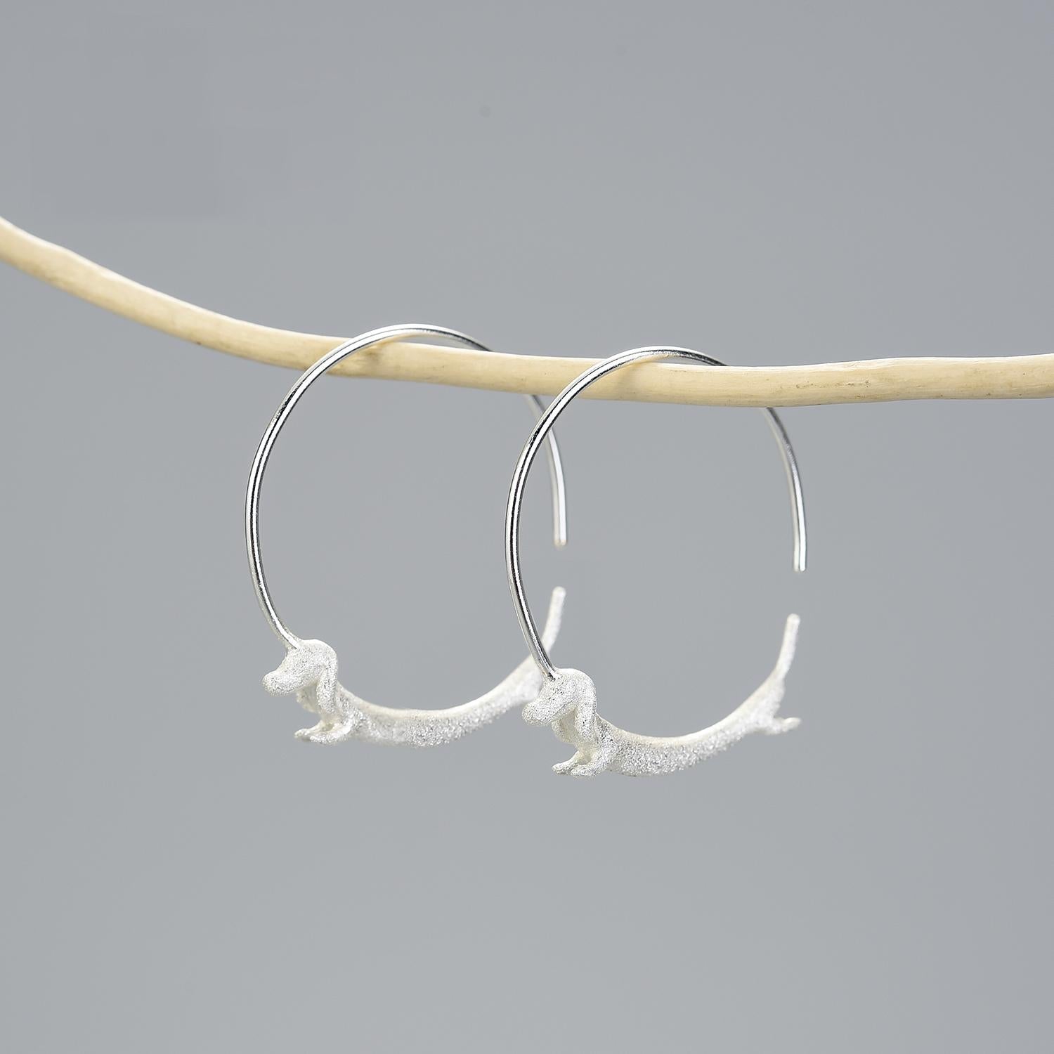 Sterling Silver Dachshund Hoop Earrings | The Best Dachshund Gifts