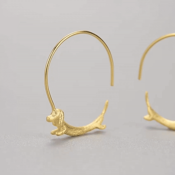 Sterling Silver Dachshund Hoop Earrings | The Best Dachshund Gifts