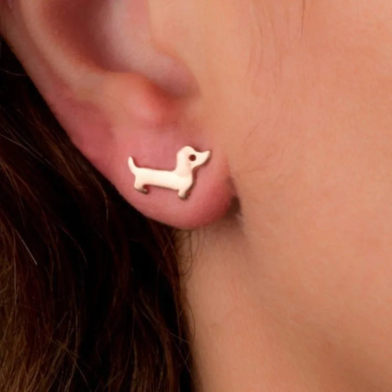 Zinc Alloy Cute Dachshund Stud Earrings | The Best Dachshund Gifts