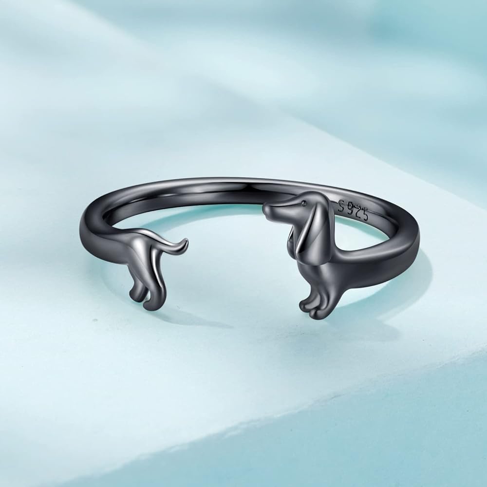 Adjustable Sterling Silver Dachshund Ring | The Best Dachshund Gifts