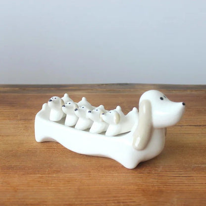 Ceramic Dachshund Chopsticks Holder Set | The Best Dachshund Gifts