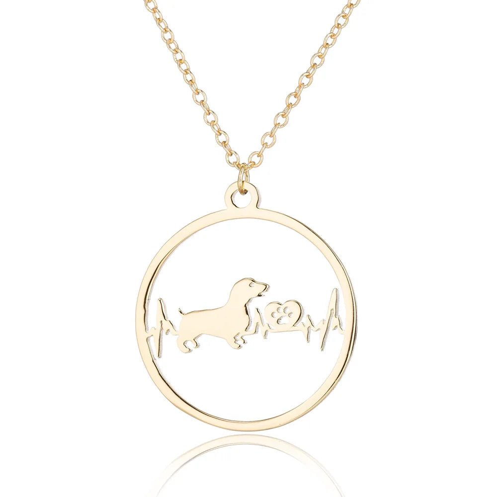 Hollow Dachshund Heartbeat Necklace | The Best Dachshund Gifts