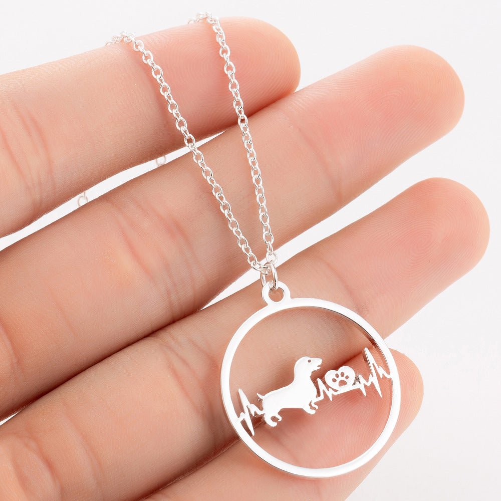 Hollow Dachshund Heartbeat Necklace | The Best Dachshund Gifts