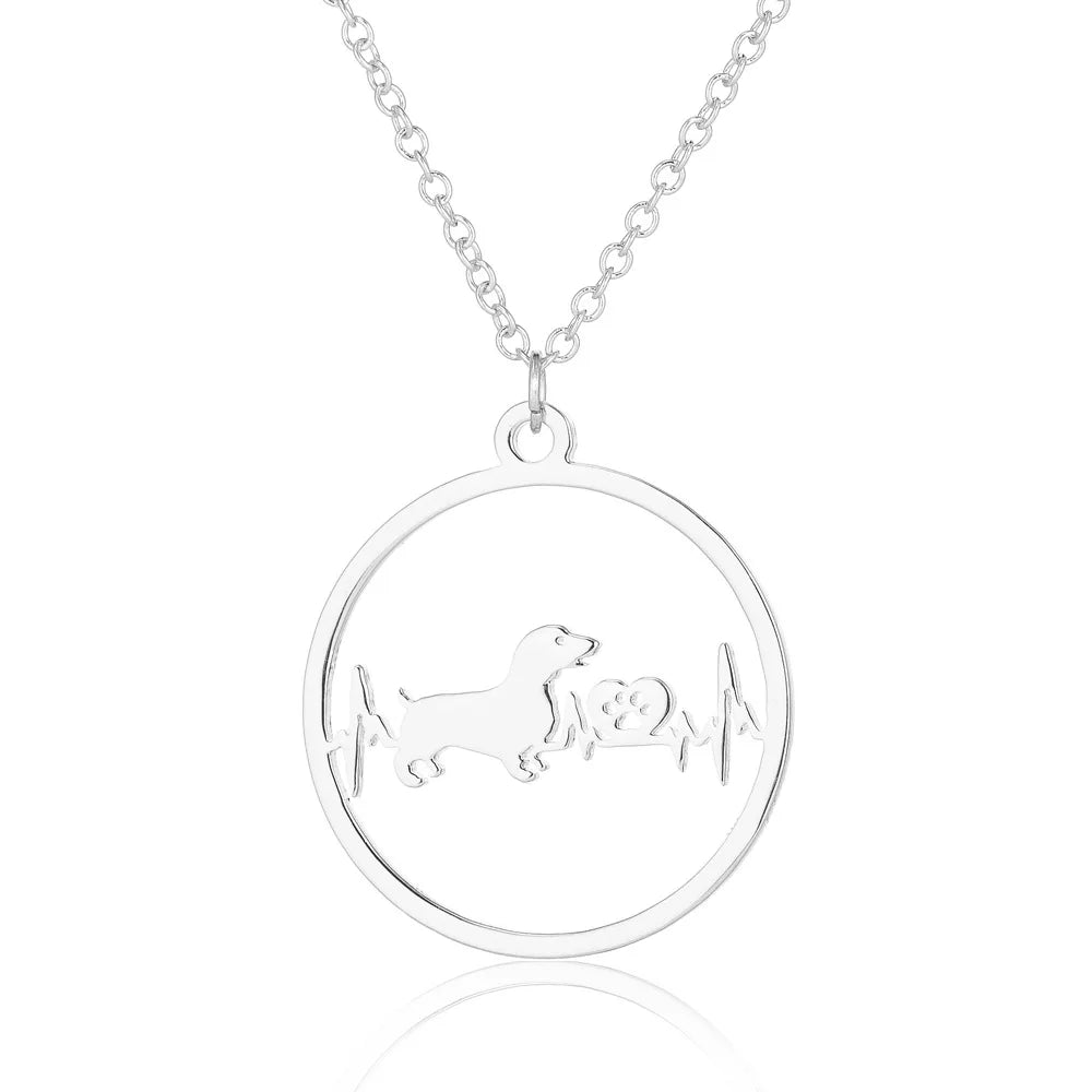 Hollow Dachshund Heartbeat Necklace | The Best Dachshund Gifts