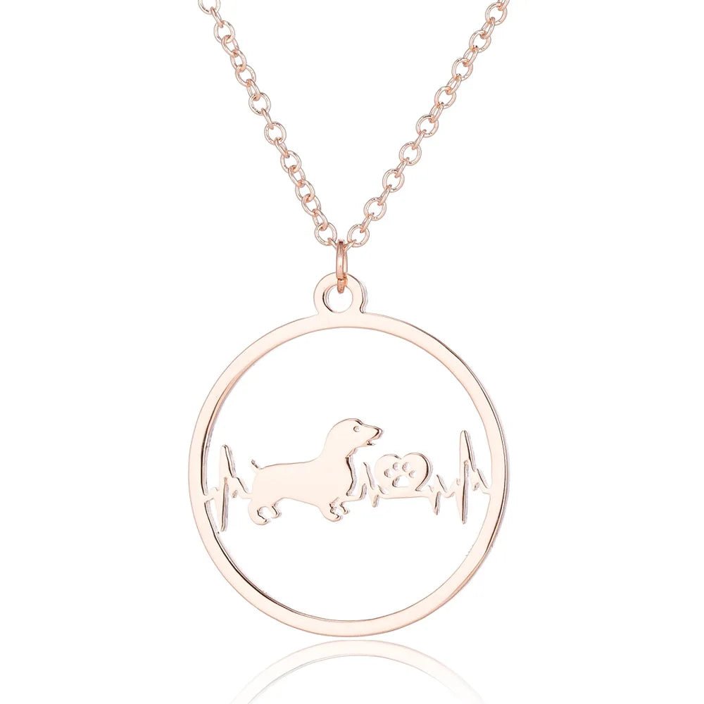 Hollow Dachshund Heartbeat Necklace | The Best Dachshund Gifts