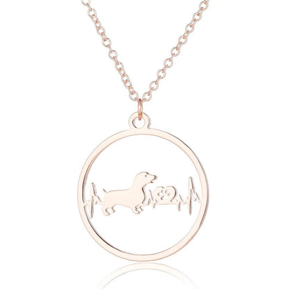 Hollow Dachshund Heartbeat Necklace | The Best Dachshund Gifts