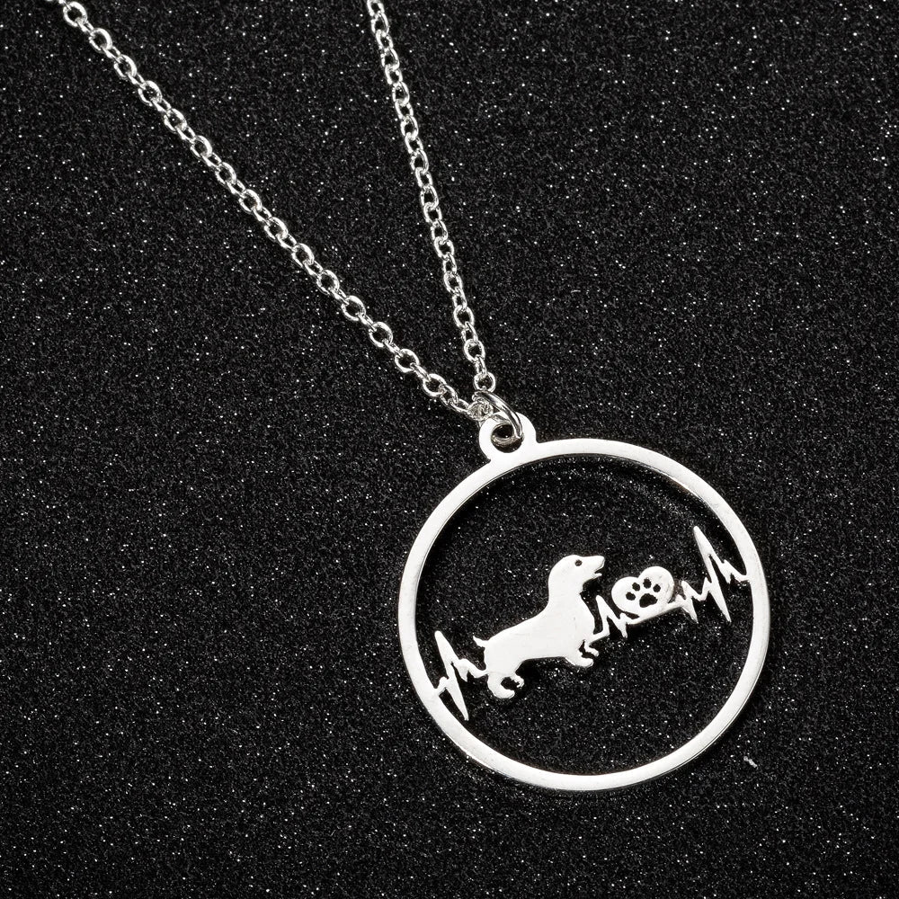 Hollow Dachshund Heartbeat Necklace | The Best Dachshund Gifts