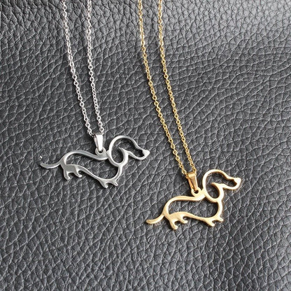 Hollow Stainless Steel Dachshund Necklace | The Best Dachshund Gifts