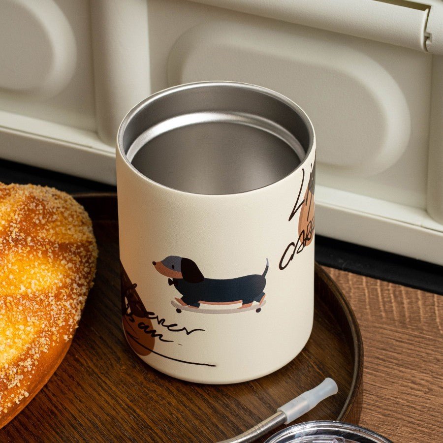 Metal Dachshund Mug With Straw | The Best Dachshund Gifts