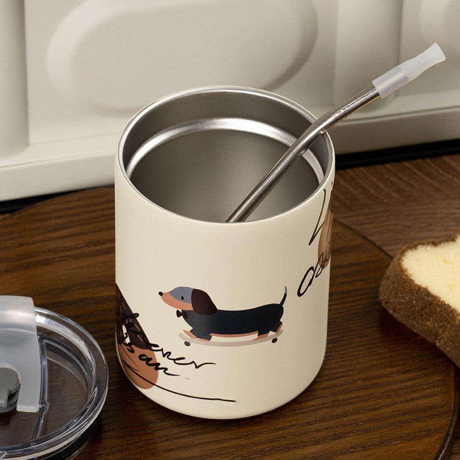 Metal Dachshund Mug With Straw | The Best Dachshund Gifts