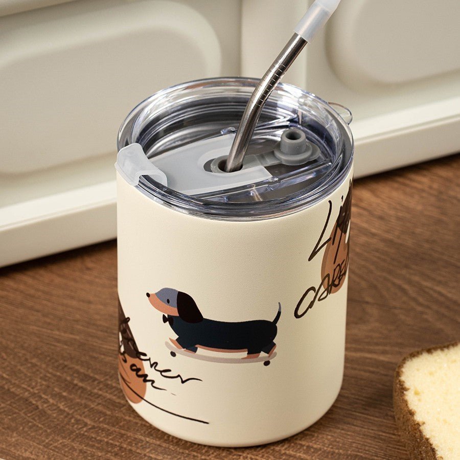 Metal Dachshund Mug With Straw | The Best Dachshund Gifts