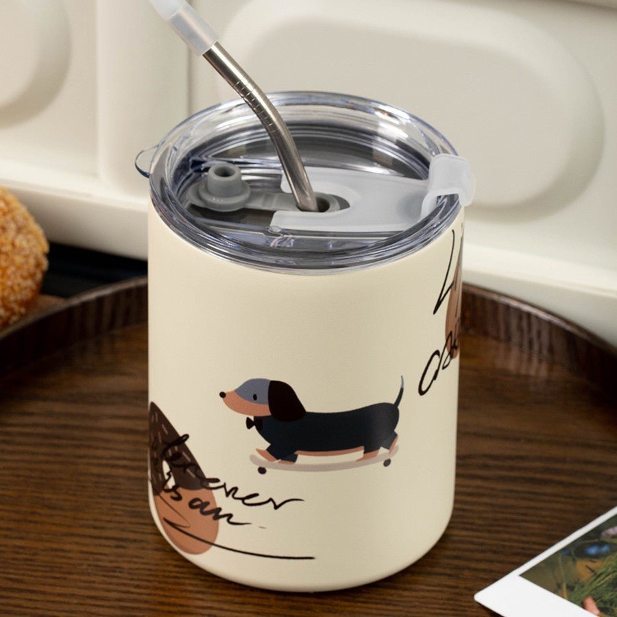 Metal Dachshund Mug With Straw | The Best Dachshund Gifts