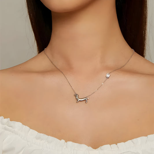 Sterling Silver Dachshund Necklace