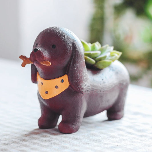 Resin Dachshund Succulent Pot | The Best Dachshund Gifts