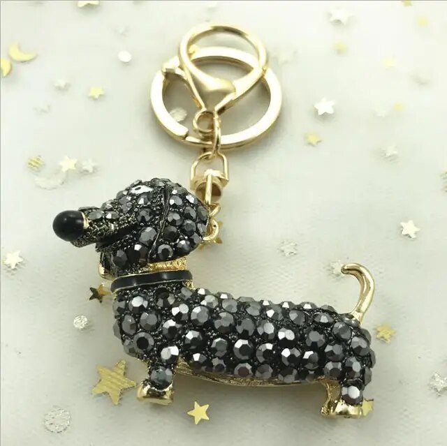 Rhinestone Bedazzled Dachshund Keychain | The Best Dachshund Gifts