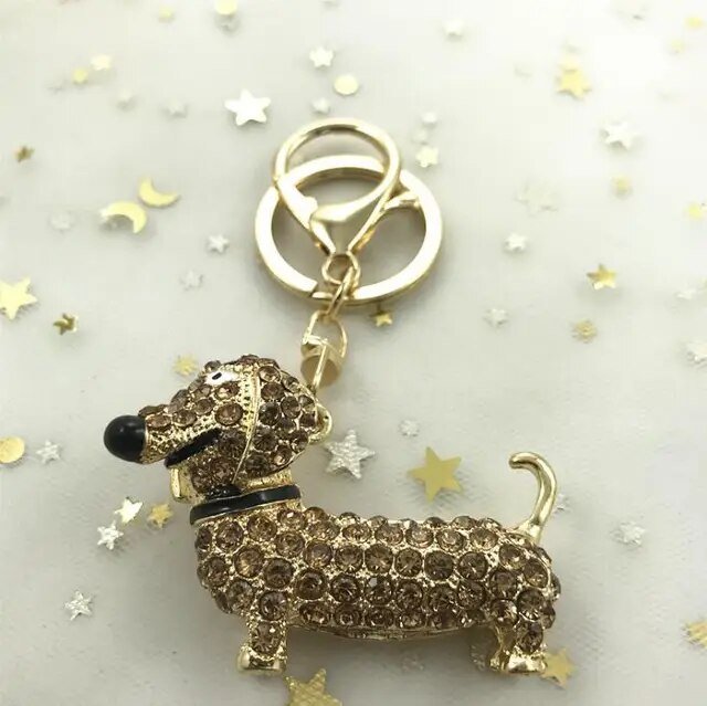 Rhinestone Bedazzled Dachshund Keychain | The Best Dachshund Gifts