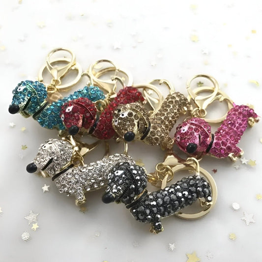 Rhinestone Bedazzled Dachshund Keychain | The Best Dachshund Gifts