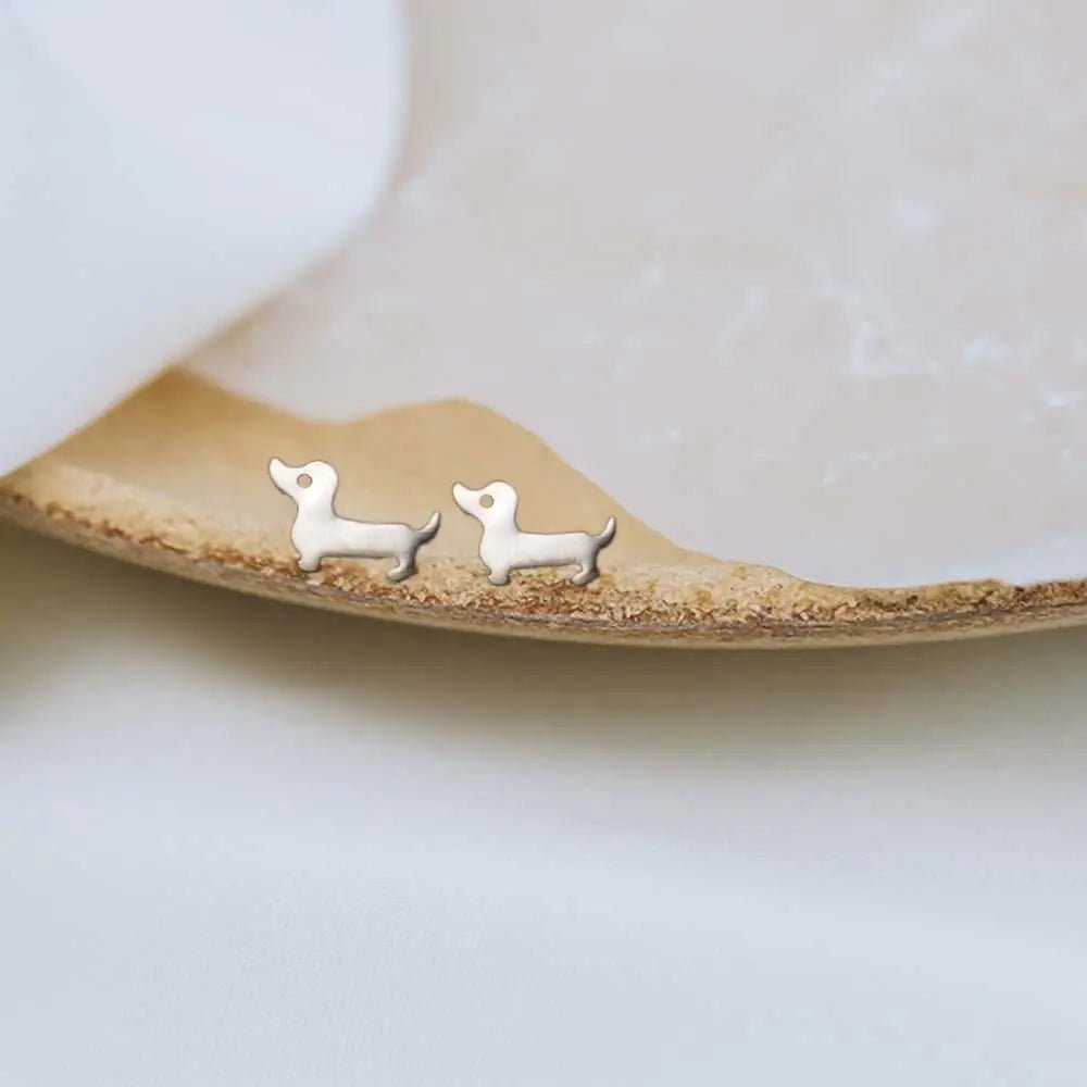 Zinc Alloy Cute Dachshund Stud Earrings | The Best Dachshund Gifts