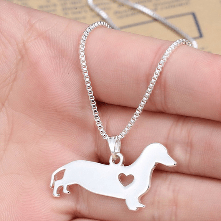 Zinc Alloy Dachshund With Heart Necklace | The Best Dachshund Gifts