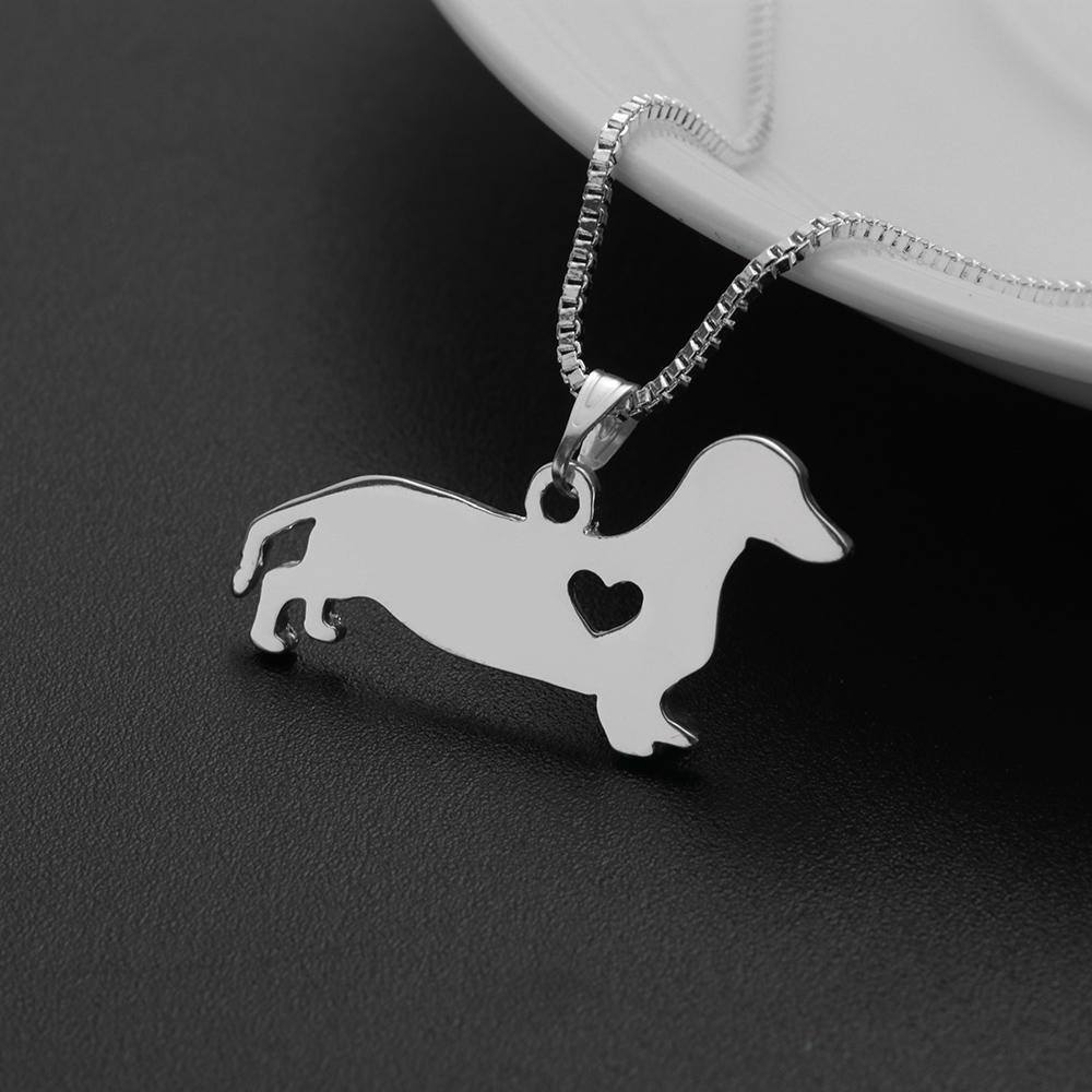 Zinc Alloy Dachshund With Heart Necklace | The Best Dachshund Gifts