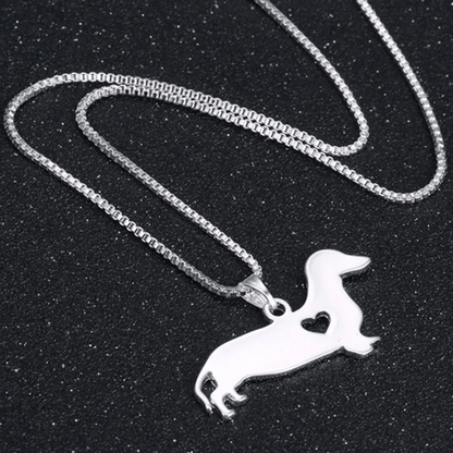 Zinc Alloy Dachshund With Heart Necklace | The Best Dachshund Gifts